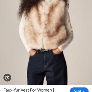 J. Crew Faux-Fur Vest in Cream and Light Brown